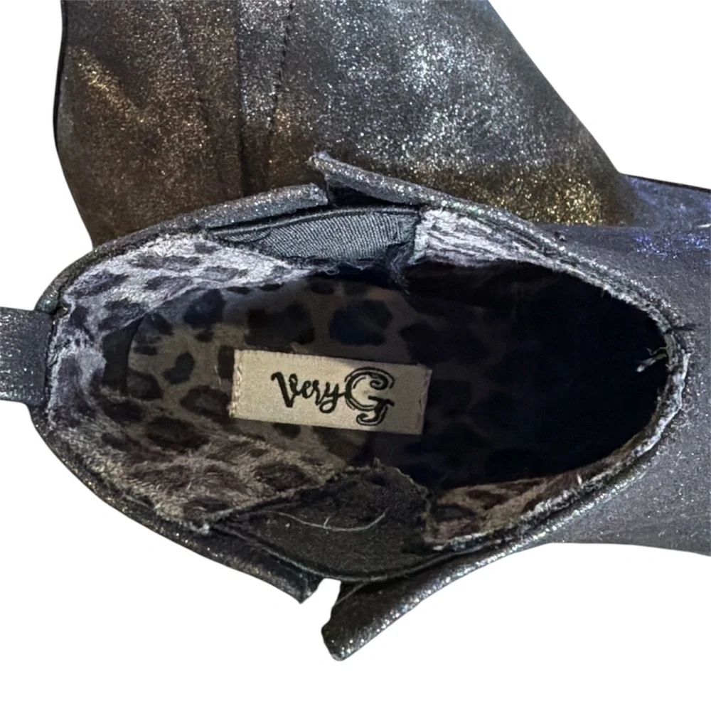 Very G Black Shimmer Wedge Sneaker Booties - Size 7 (NWT)